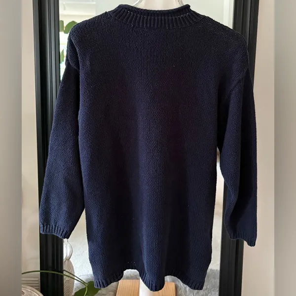 LAURA ASHLEY Cable Knit Navy Sweater - Image 2