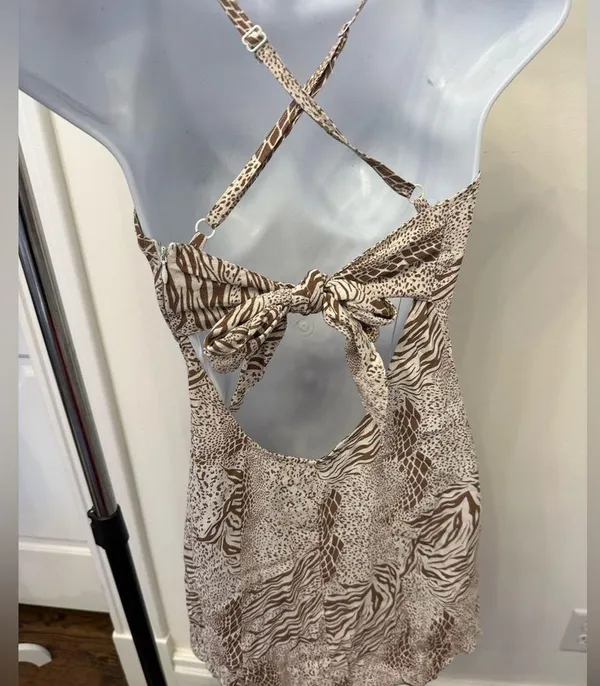 Kimchi Blue Urban Outfitters Animal Print Mini Dress Open Back Bow NWOT - Image 5