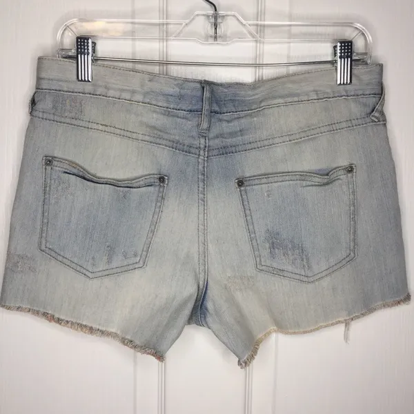 Free People Distressed Denim Shorts Light Wash - Image 11