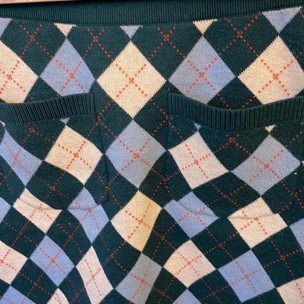 LAST CHANCE! Free People argyle Hunter green, blue and cream mini skirt NWT - Image 4