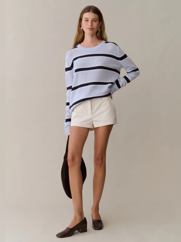 NWT Few Moda Sofia Cashmere Sweater size Small S blue stripe morning mist CAARA - Image 5