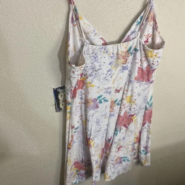 Mudd Womens Dress Size Large White Floral Print Sleeveless Lace Trim dress - Image 6