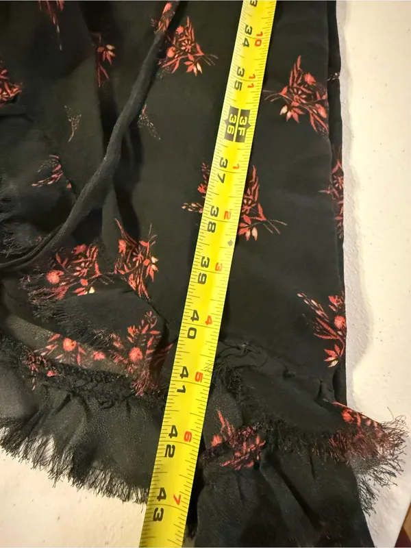 Dranella Wrap Lightweight Semi-Sheer Floral Black Small Frayed Fairy Dress - Image 8