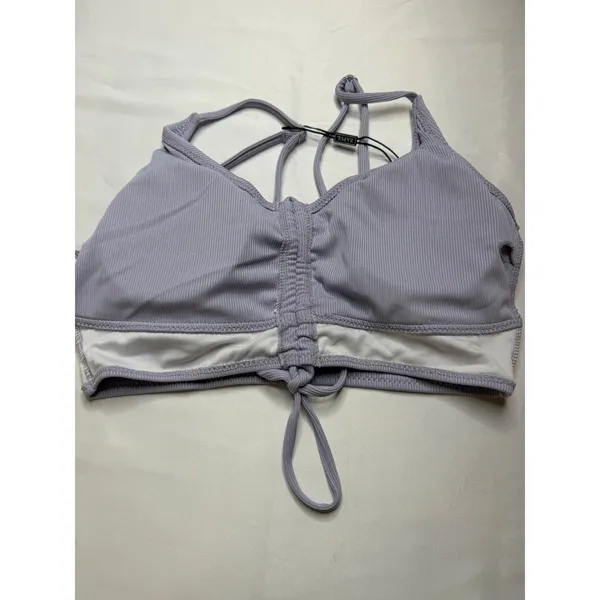 ZAFUL Womens Lavender Ribbed Tie Front High Waisted Two Piece Bikini Set Size S - Image 10
