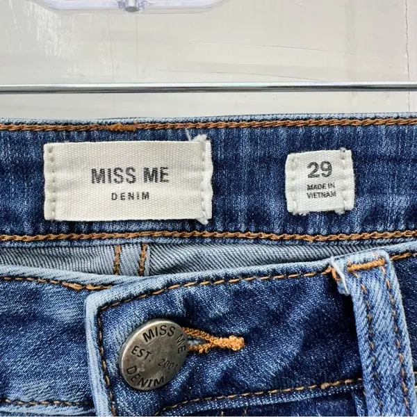 Miss Me straight leg distressed denim jeans raw hem women's 29 x 27 M2182ST - Image 5