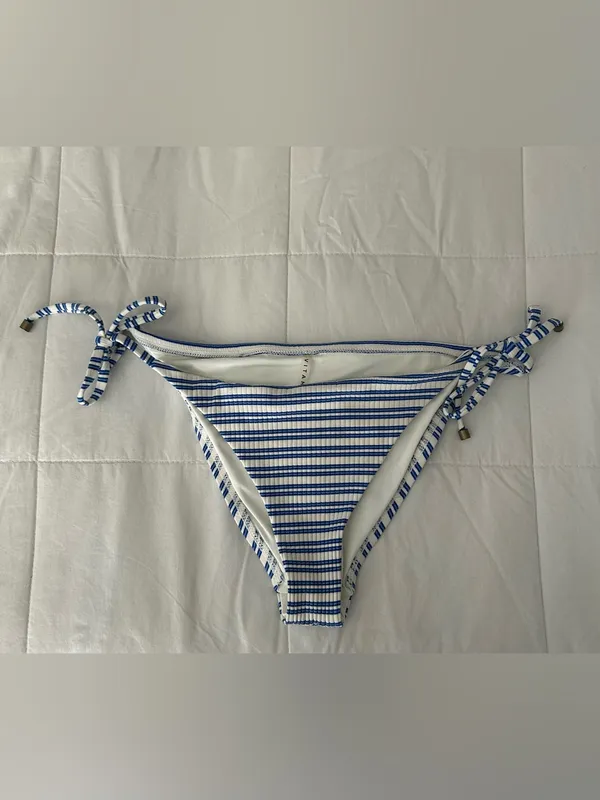 Vitamin A Blue and White Striped Triangle Bikini - Image 3