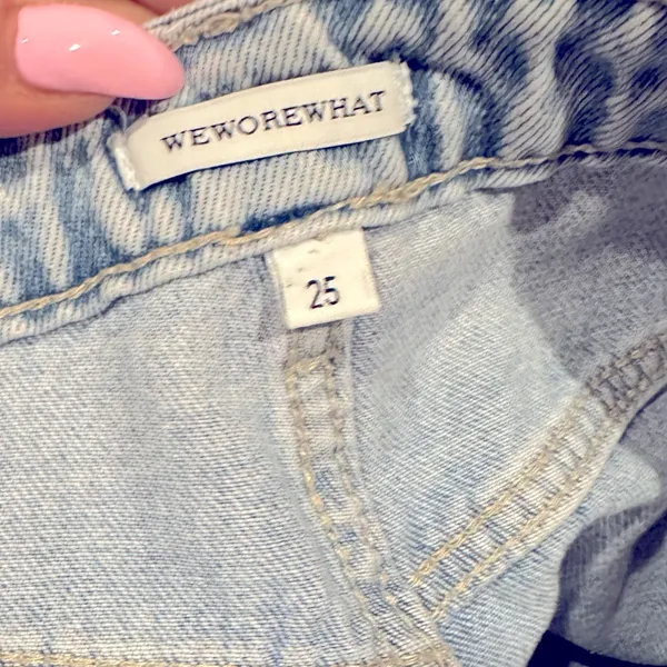 Weworewhat High Rise Slit Hem Denim Light Wash Blue Jeans 25 - Image 8