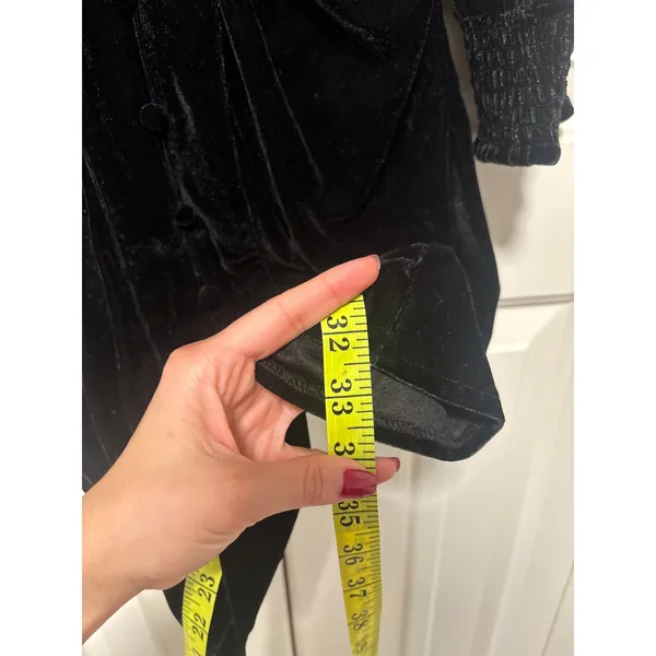 Zara Black Velvet Long Sleeve Dress Size S - Image 6
