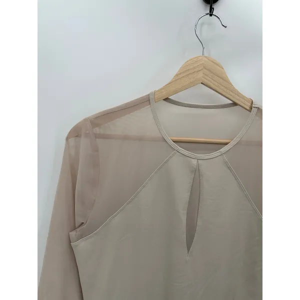Abercrombie & Fitch Bodysuit‎ Women XL NWOT Cream Nude Long Sleeve Sheer Mesh - Image 4