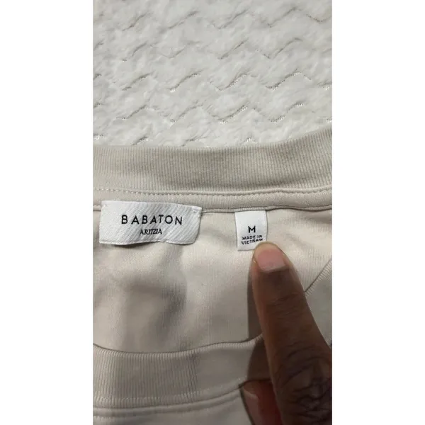 Babaton Aritzia Everyday T-Shirt Beige Cotton Crew Neck Boxy Tee 124060 Medium - Image 3