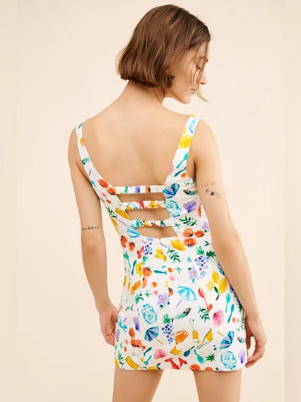 Show Me Your Mumu Steph Mini Dress in Italian Picnic Linen Euro Summer - Image 2