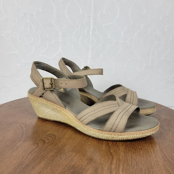 Timberland Earthkeepers Whittier Womens Sandals 9 Gray Jute Leather Wedge 8260R - Image 3