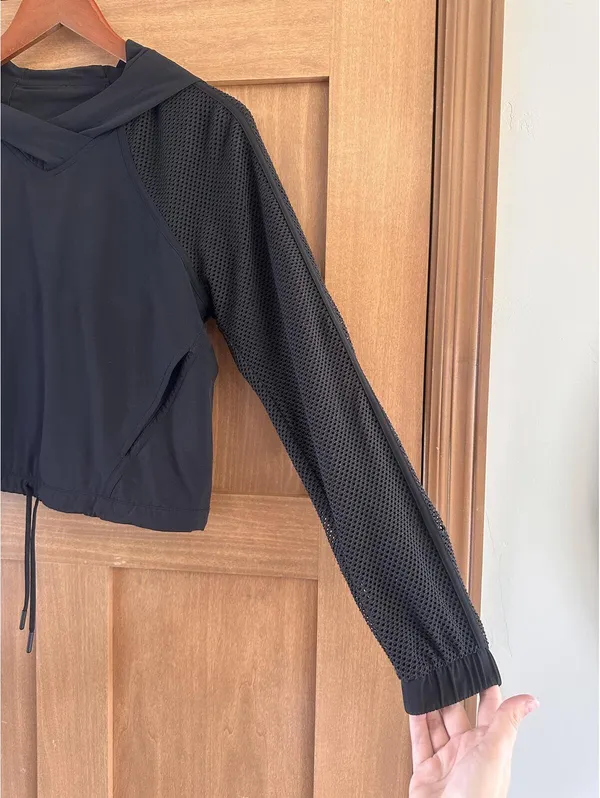 Lululemon Catch a Breeze Hooded Pullover Mesh Sleeves Black Women’s XS LW3BYWS - Image 4