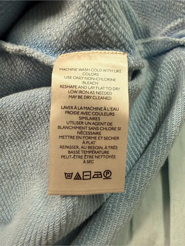 Pilcro Anthropologie Mixed Media Puff Sleeve Sweatshirt in Light Blue Sz Medium - Image 8