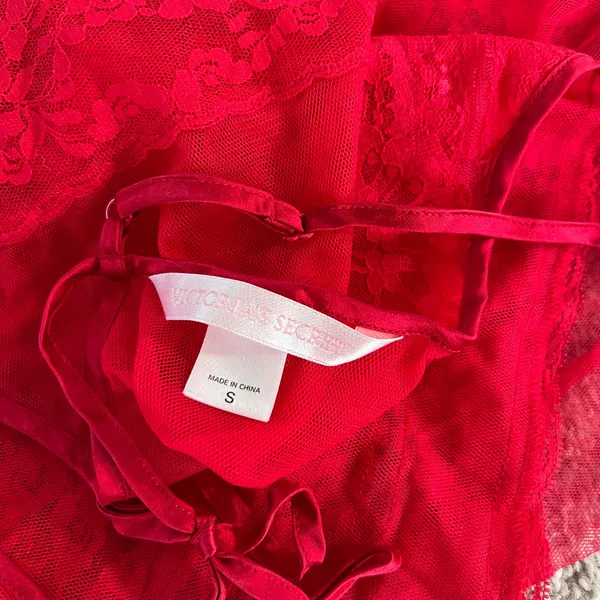 Victoria's Secret Red Sheer Mini Slip Dress Size Small - Image 7