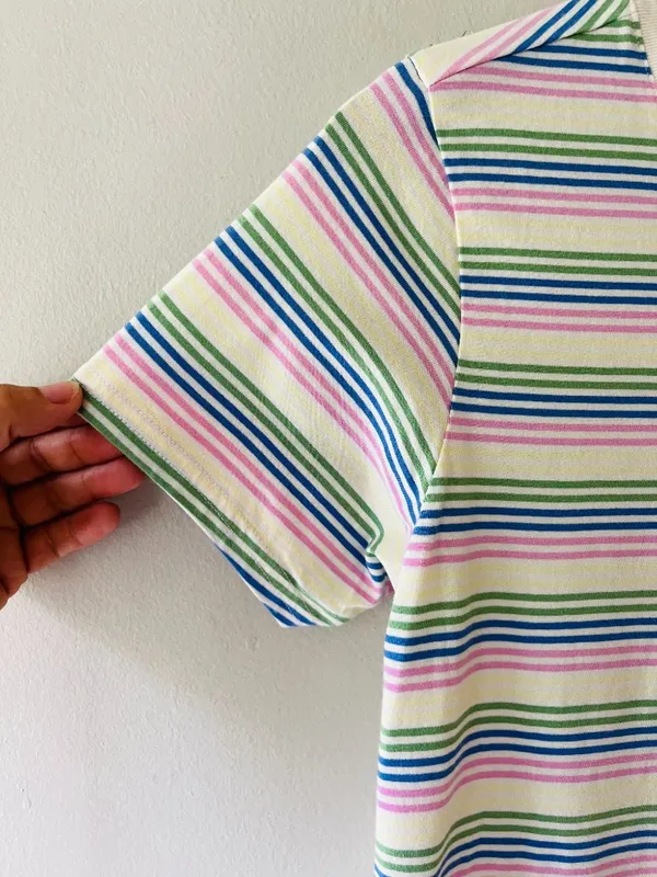 Pact Sz S Multicolor Striped Organic Cotton Essential Crewneck Tee Shirt - Image 3