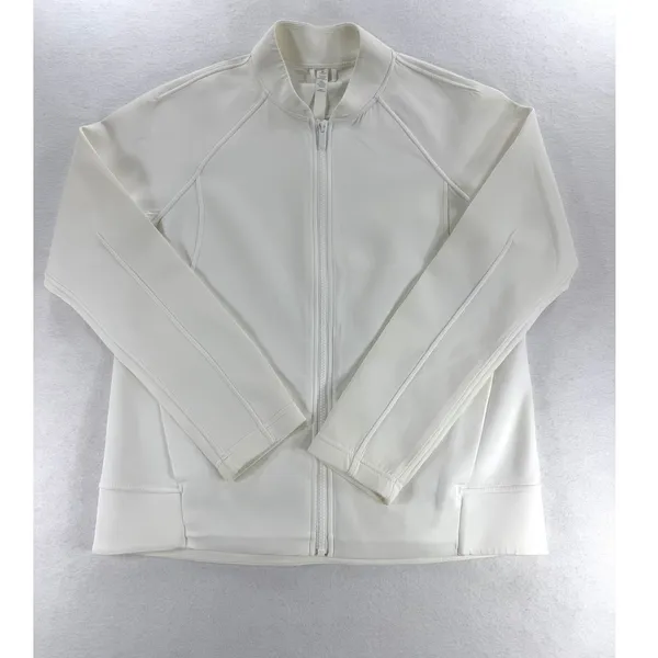 Lululemon Going Places Jacket White Full Zip Bomber Style Stretch Size 10 - Image 4