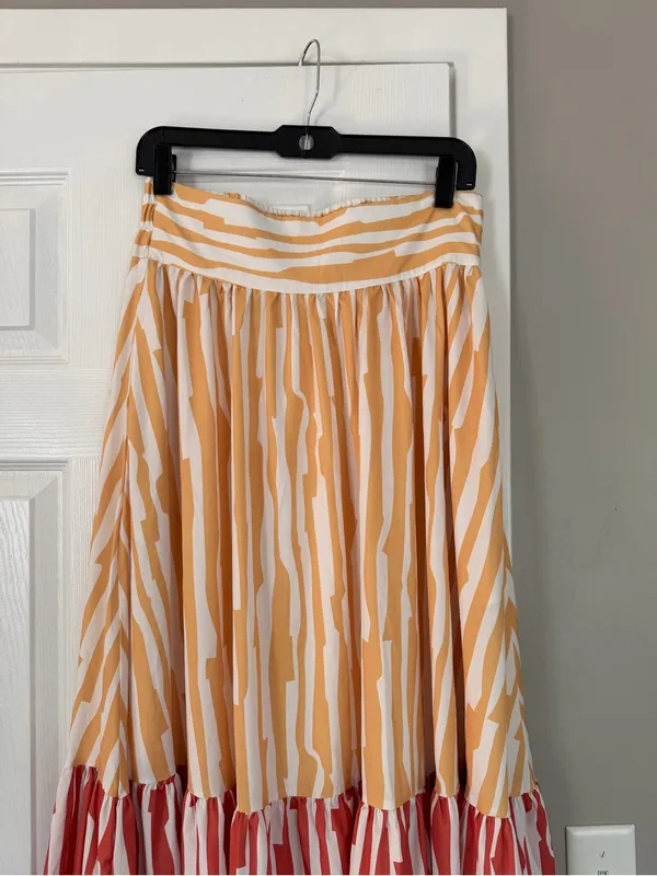 TOV Los Angeles Multicolor Tiered Stripe Maxi Skirt Vacation Resortwear - Image 4