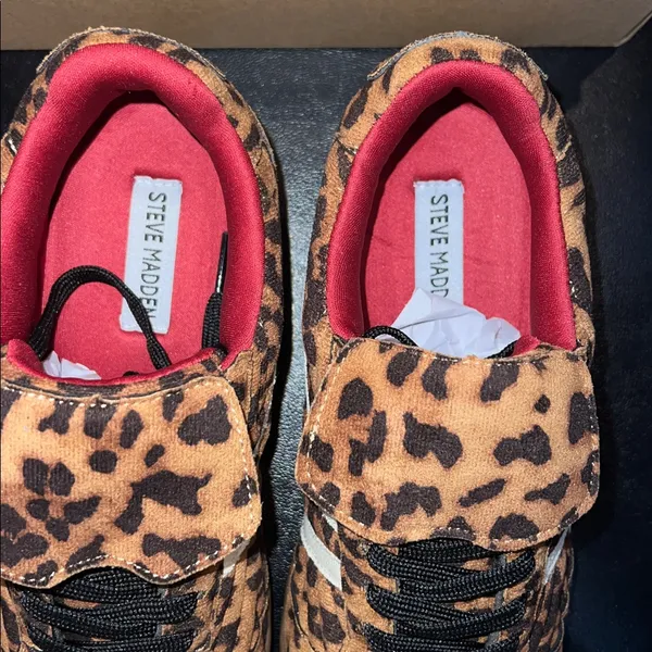 Steve Madden Leopard Print Sneakers with Red Accents - Image 3