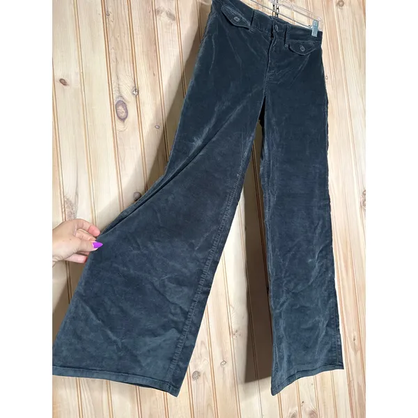 NWT J. Crew Wide Leg Trouser Pants Black Washed Velvet Soft Luxe Sz 26P Petite - Image 4