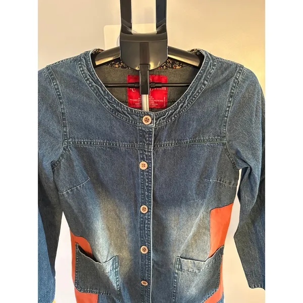 Rustic‎ Denim Women's Patchwork Long Sleeve Button down Dress Size Medium - Image 2