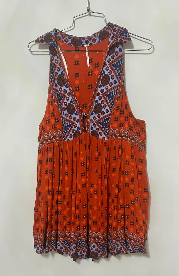 Charlotte boho mixed print sleeveless tunic top - Image 2