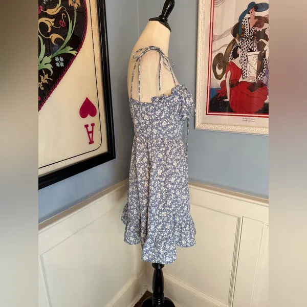 Blue and White Ditsy Floral Lightweight Mini Sundress Sz XL NWT - Image 2