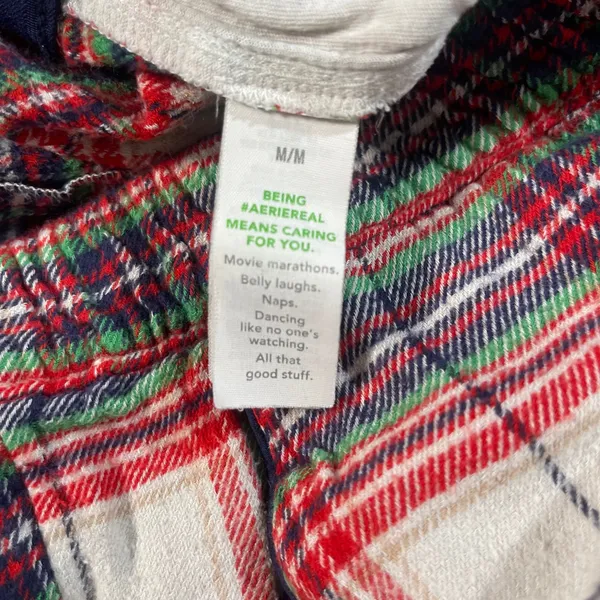 Aerie Red White Plaid Ruffle Hem Boxer Pajama Shorts Womens Medium - Image 4