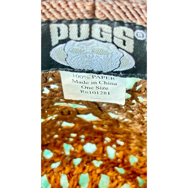 Pugs Western Cowgirl Boho Southern Rodeo Brown weaved hat - Image 4