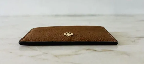 TORY BURCH Emerson Tiger Eye Leather Slim Card Case Mini Wallet - Image 3