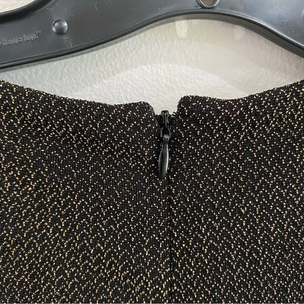 Lauren Ralph‎ Lauren Metallic Gold Black Ruched Sheath Dress Size 10 - Image 5
