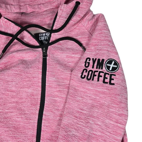 Gym + Coffee Pink Fleck Heathered Full Zip Hoodie‎ Jacket Athleisure Women Small - Image 4