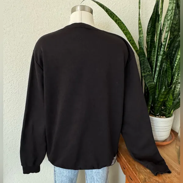 Vintage Calvin Klein Black Sweatshirt Silver‎ Gray Logo Crewneck oversized XXL - Image 2