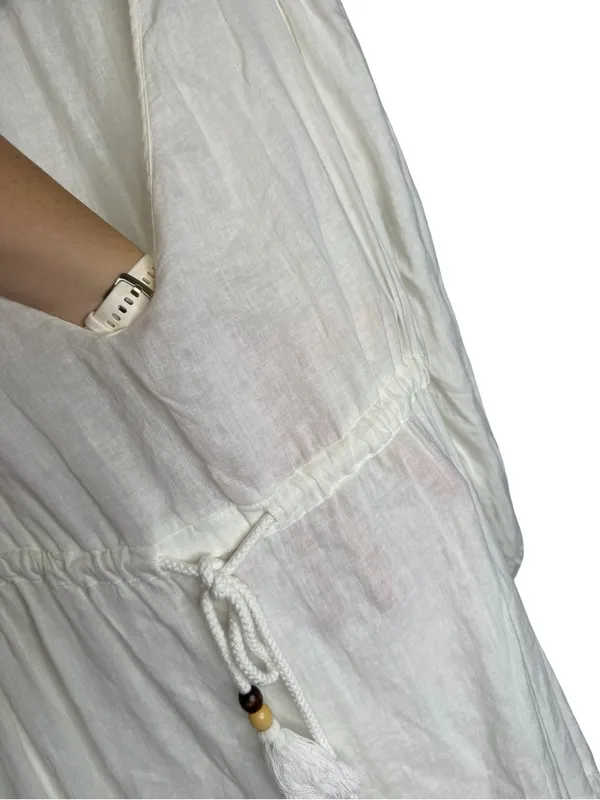 ✨Joie White Sheer Beach Cover Up Tassel Tie Midi Dress‎ Small Boho✨ - Image 5