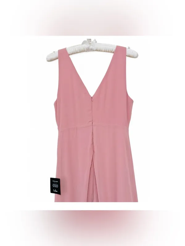 NWT Lulus Women’s Alorna Rose Pink Sleeveless Ruffled V-neck Maxi Dress Size L - Image 14