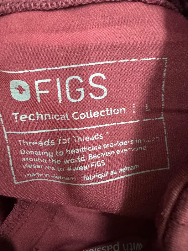 Figs Yola High-Rise Slim Burgundy Scrub Pants Size Large - Image 6