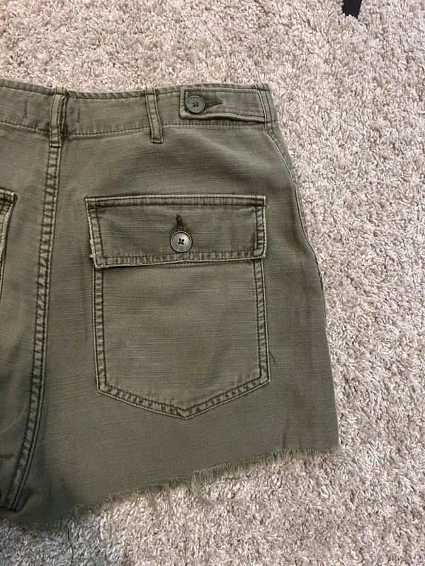 BDG Vintage Y2K Green Cargo Button Up Cut Off Shorts - Image 7