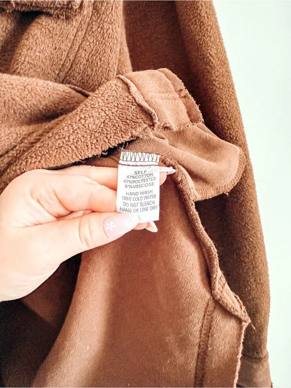 Shop Neighbor Button Front Shacket Brown Oversized Textured Jacket S/M - Image 5