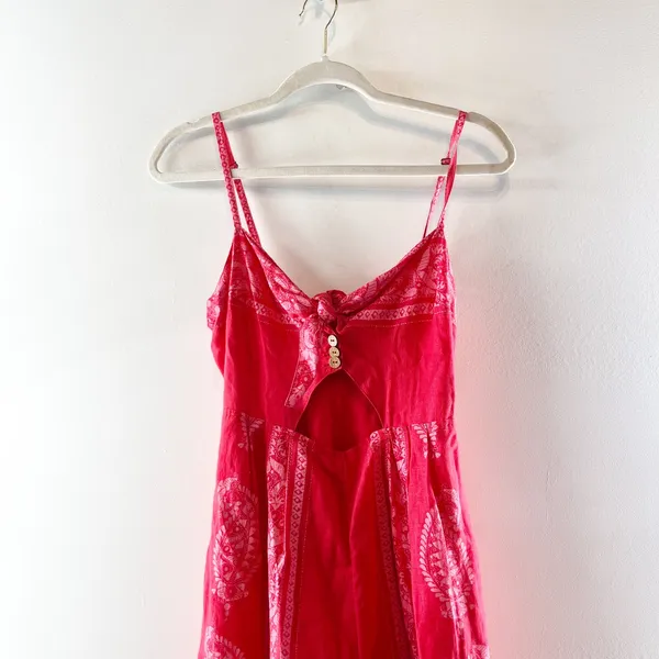 Free People Feel The Sun Wide Leg Paisley Bandana Print Jumpsuit Red Medium - Image 4