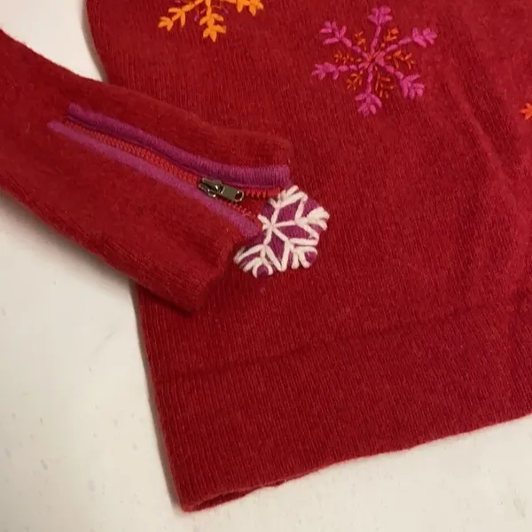 Liz Claiborne Collection‎ Red with Embroidered Snowflakes Wool - Image 2