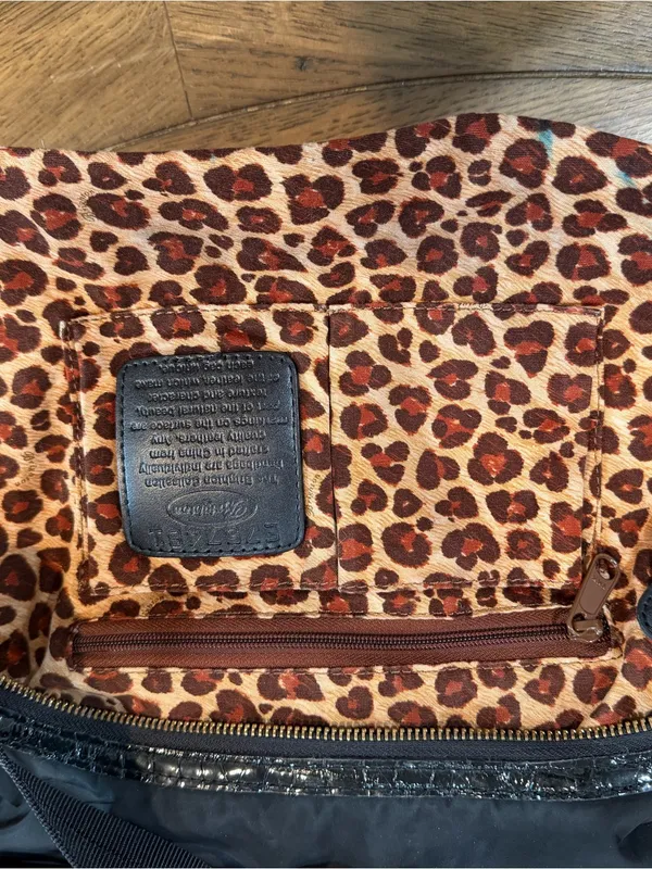 Y2K Brighton Black Crossbody Bag with Gold Hardware and leather/ leopard design - Image 14