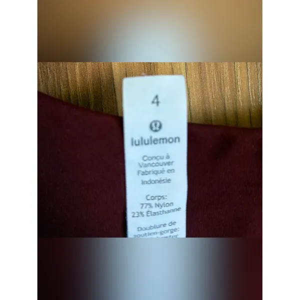 Lululemon Take A Hint Bra Longline Luxtreme Sports Bra - Deep Rouge Size 4 - Image 5
