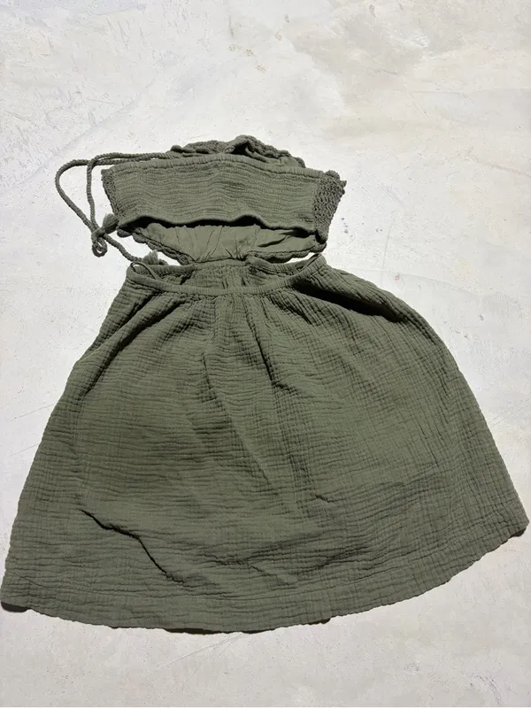 Aerie Olive Green Halter Cotton Dress medium - Image 8