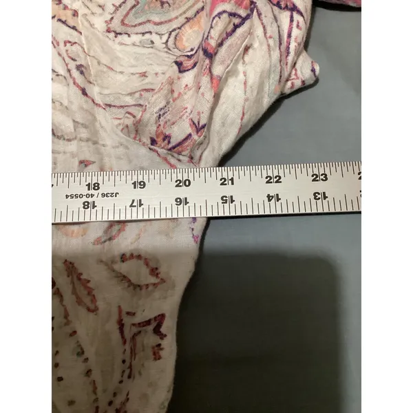 Chicos 100% Linen Paisley Zip Front Jacket Pink Purple Orange Size 2 L Large - Image 7