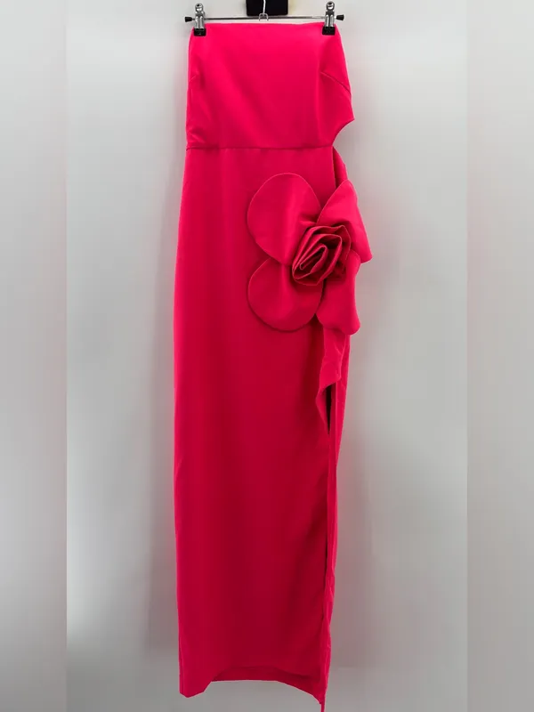 Jewel Badgley Mischka Strapless 3D Floral Maxi in Coral UK12/US8 - Image 6