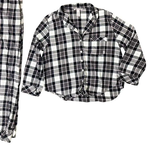 Victorias Secret Plaid Pajama Set Button Down Top Pants Womens Size‎ S - Image 2