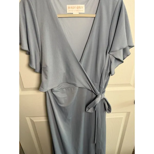 NWT Birdy Grey Dress Dusty Blue 1X Bridesmaid Formal Wedding Yolanda Crepe - Image 6