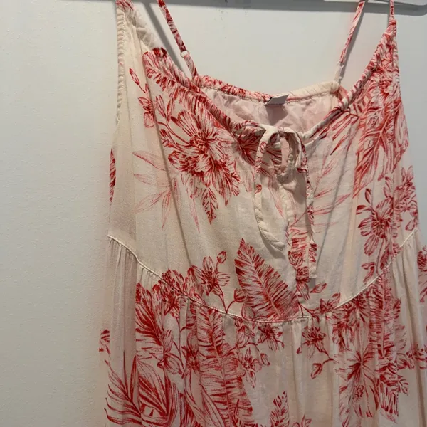 Old Navy Women's Small Floral Tropical Print Spaghetti Strap Midi Dress Pink - Image 2
