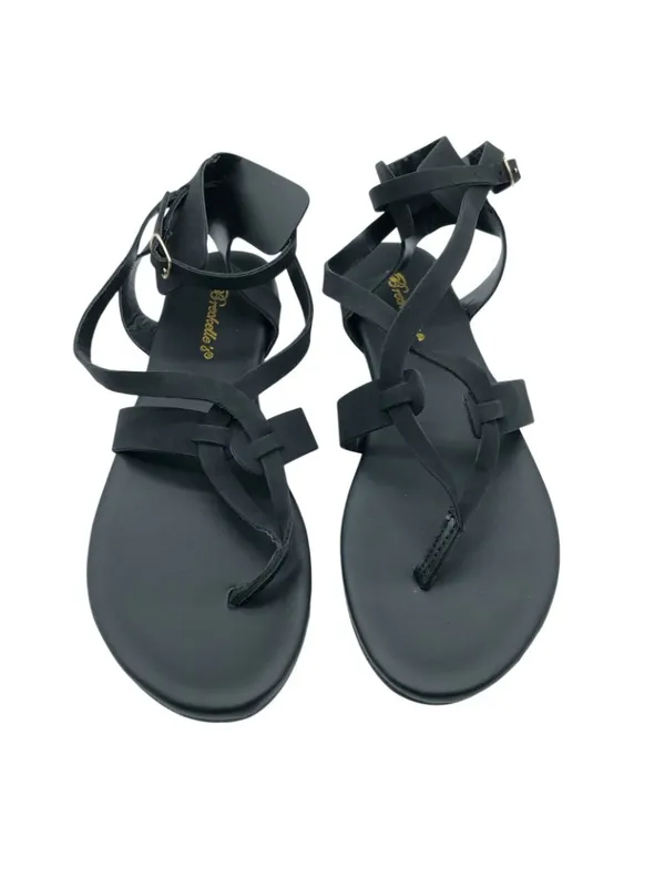 Breckelles Womens Sandals Strappy Ankle Strap Faux Leather Buckle Black 8.5 - Image 2