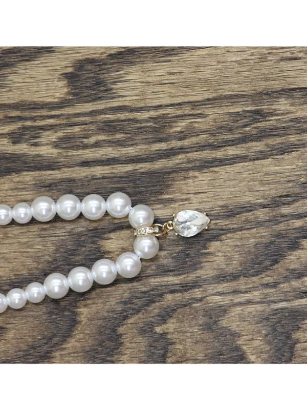 NWT Daisy Fuentes Charm Necklace Bracelet Set Pearl White / Gold 18" + 4" - Image 3